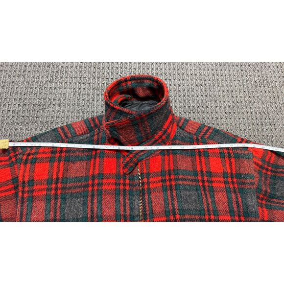 Johnson Woolen Mills Double Cape Jac Shirt Vintage Wool Red Green Plaid Mens XL - Picture 12 of 15